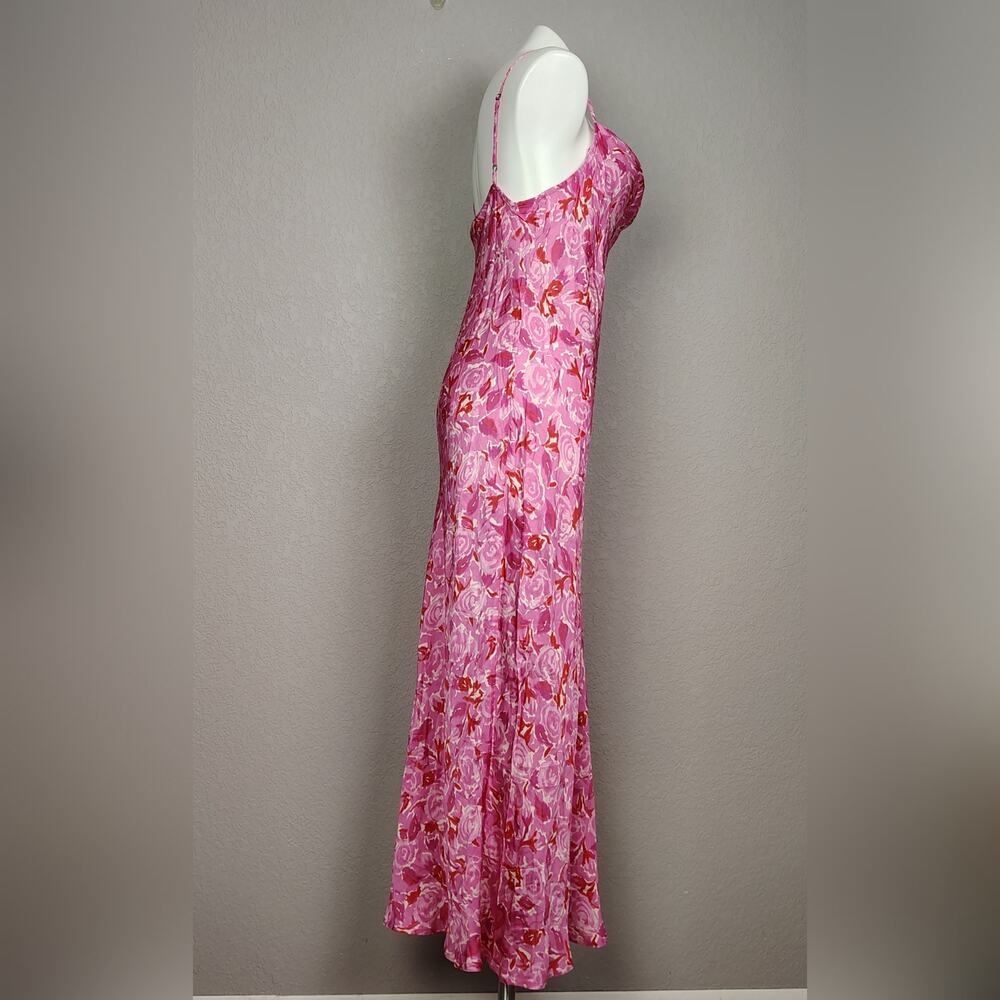 SPELL Islamorada Bias Strappy Floral Rose Cowl Neck Pink Slip Maxi Dress Large - Picture 4 of 16
